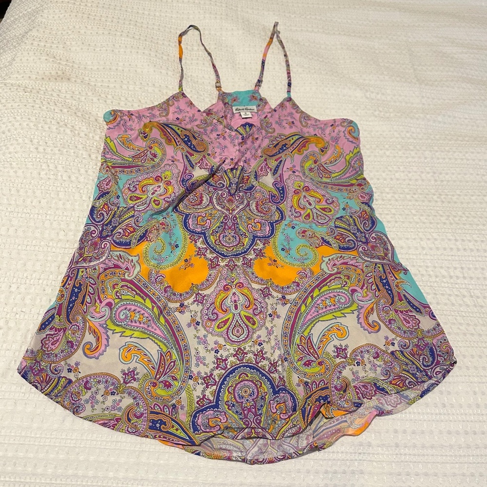 Robert Graham Camisole Silk V Neck Adjustable Straps